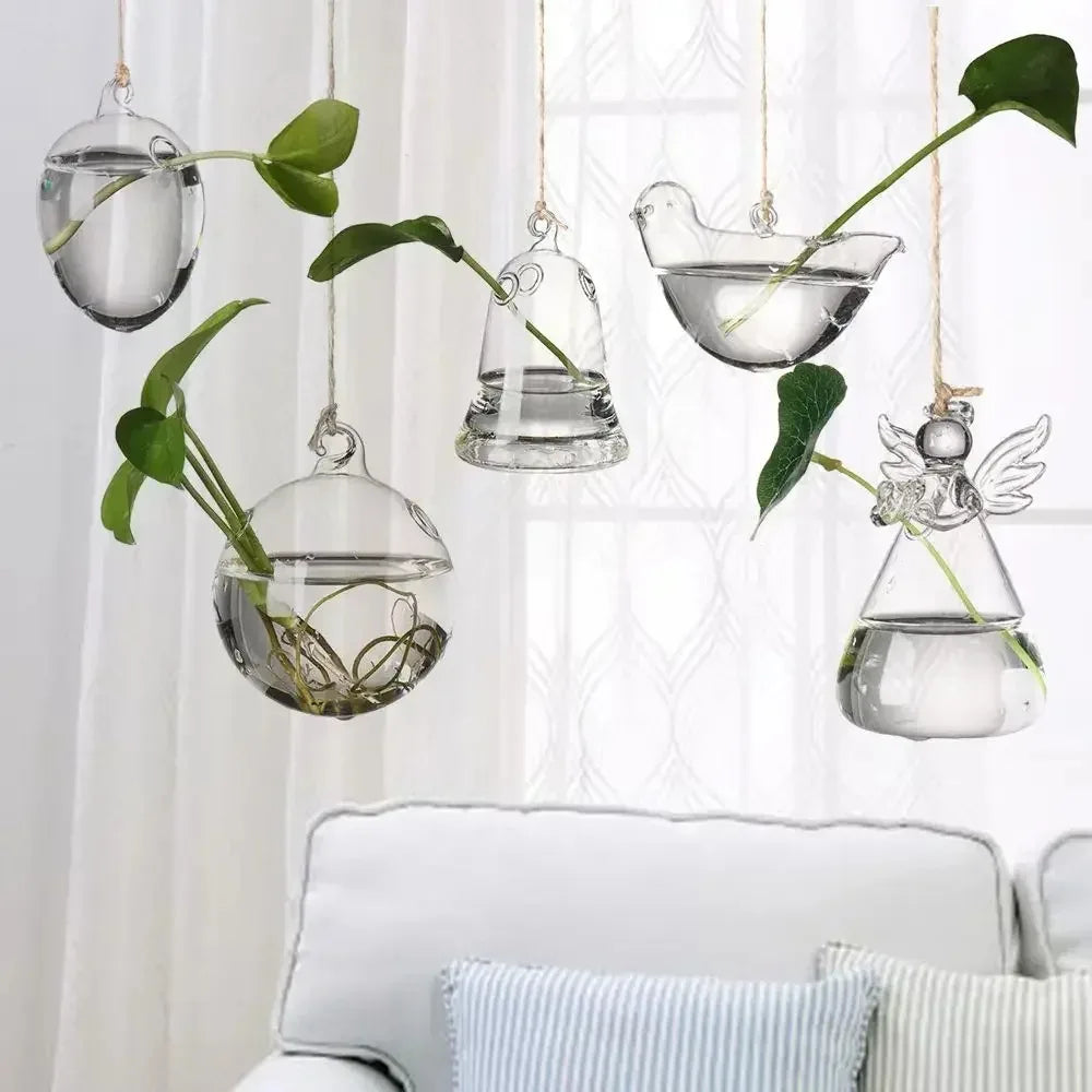 vase suspendu verre transparent moderne plante hydroponique décoration intérieure minimaliste fixations cordelette portable terrarium