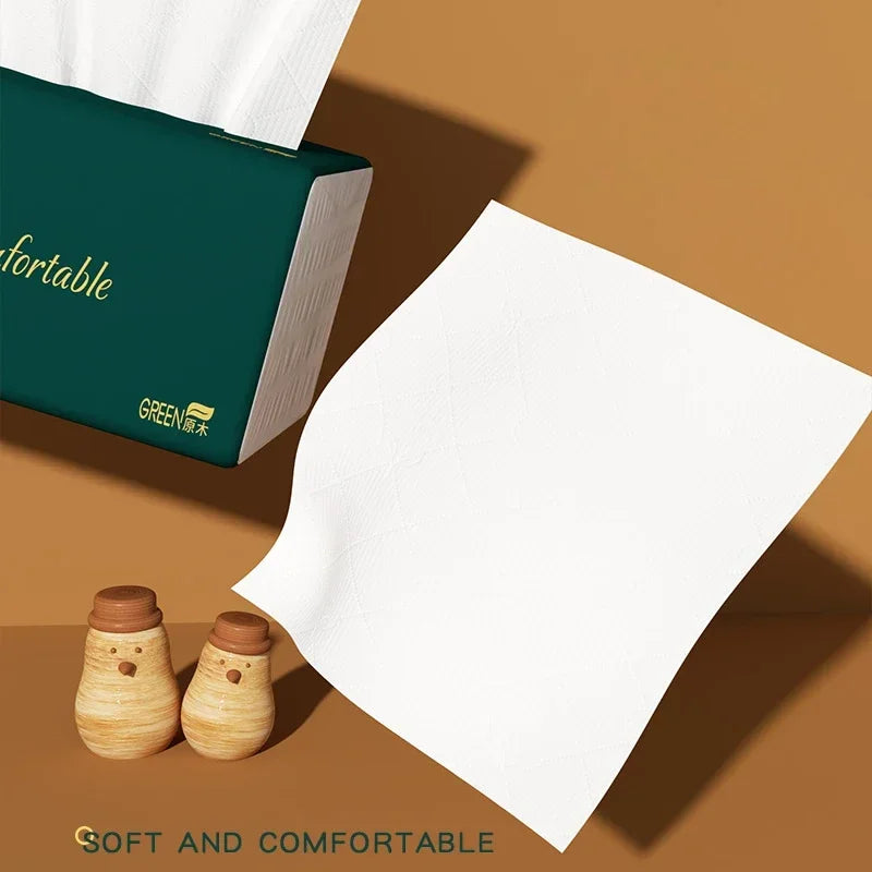 serviettes papier plis pâte bois virgine boîtes vert foncé imprimé doré soft comfortable moderne