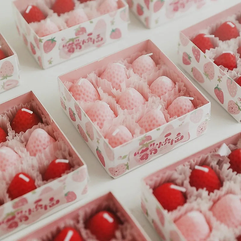 bougies parfumées fraises rose rouge aromathérapie décoration maison créative box cadeau
