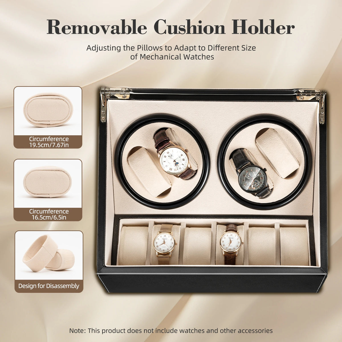 boîte montres rotative moderne compartiments rotatifs compartiments rangement bois noir beige