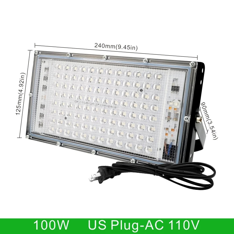 projecteur led uv ip65 étanche 100w 50w noir blanc moderne câble us eu