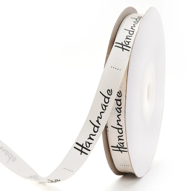 ruban polyester main noir blanc beige rose vert élégant minimaliste 25 yards 1cm