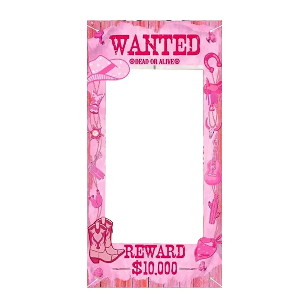 décoration photo anniversaire western motifs cactus bottes chapeaux panneau wanted opaque cowgirl