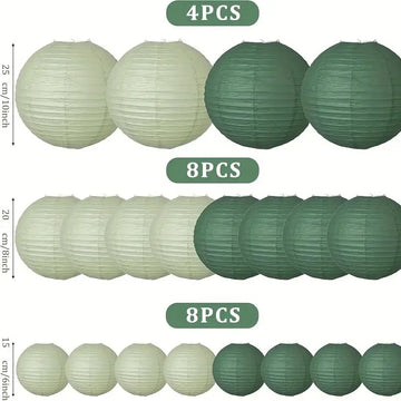 lanternes papier rondes vert menthe mariage anniversaire noel decoration festiveSuspension fil (corde)