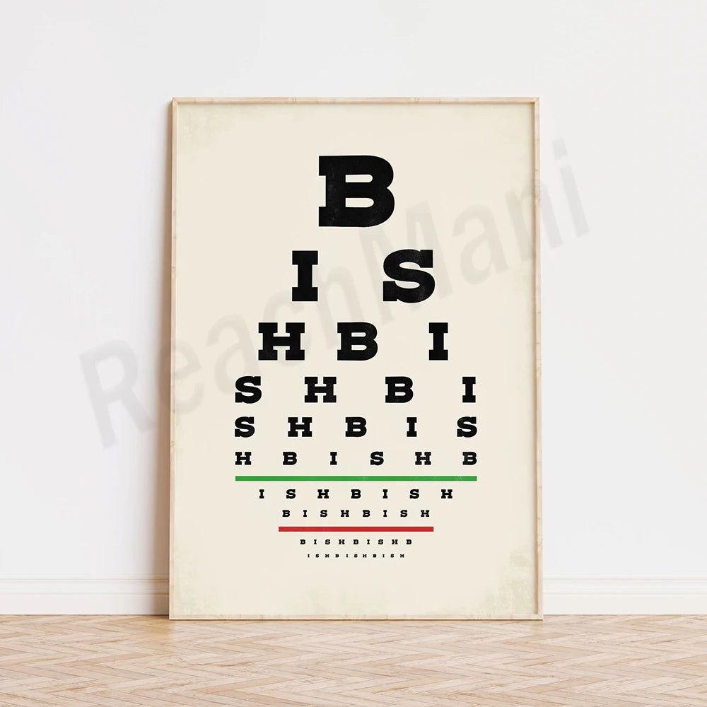 Cette image présente un tableau optique avec du texte en noir et blanc, évoquant un examen de la vue.