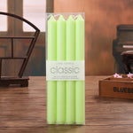 bougies unicolores classiques opaques vert clair rose blanc jaune violet bleu pack bougies générales