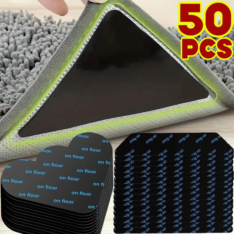 tapis sol antidérapant réutilisable lavable adhésif moelleux géométrique moderne gris noir