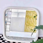 miroir moderne portable vert blanc acier inoxydable carré fixation murale salle bains maquillage decoration