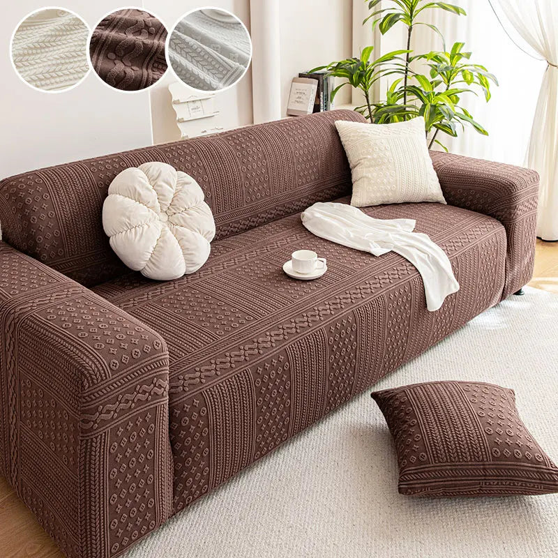 housse canapé élastique motif géométrique polyestère beige traditionnel maison fixations inclusesModule:semicolon