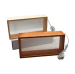 boîte lumineuse transparente moderne bois naturel blanc câble usb 26cm 13cm 6cm