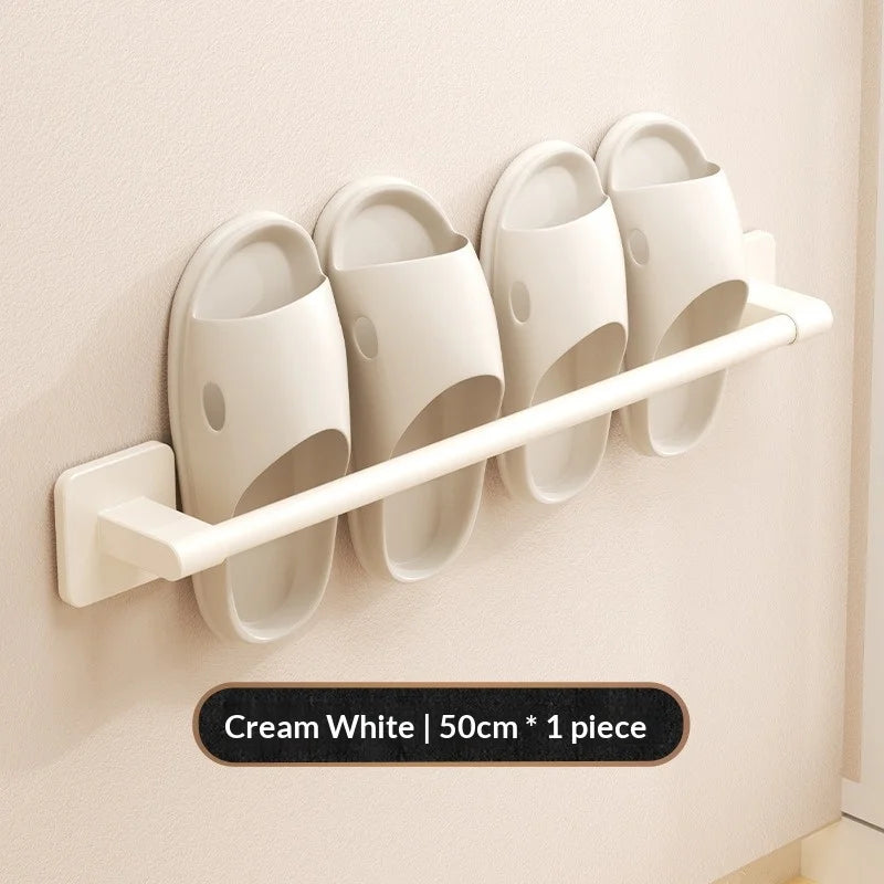 support rangement mural sabots moderne aluminium couleur blanc beige rose fixations murales salle bain