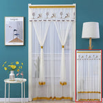 rideau porte anti moustiques blanc jaune violet rose broderie cerfs fleurs transparent classique ruban