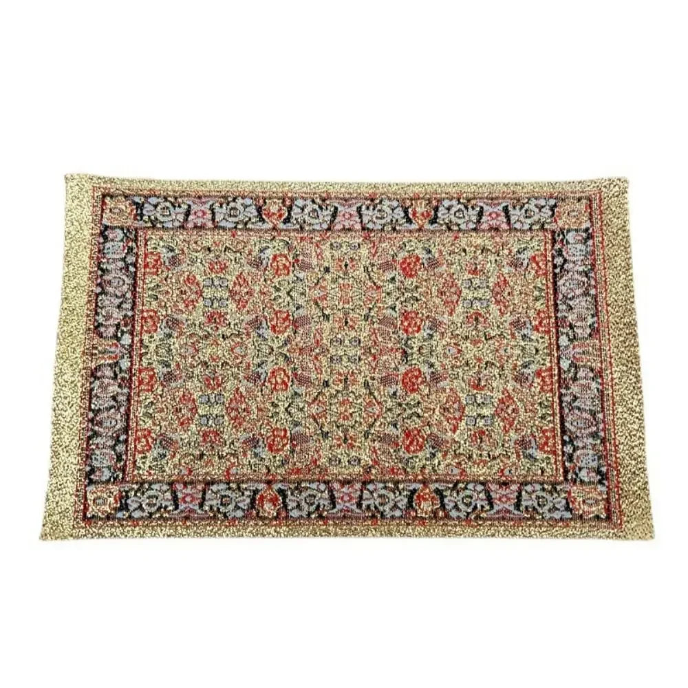 tapis rectangulaire traditionnel motif floral bordure frisée adhésif opacité rétro textiles vintage