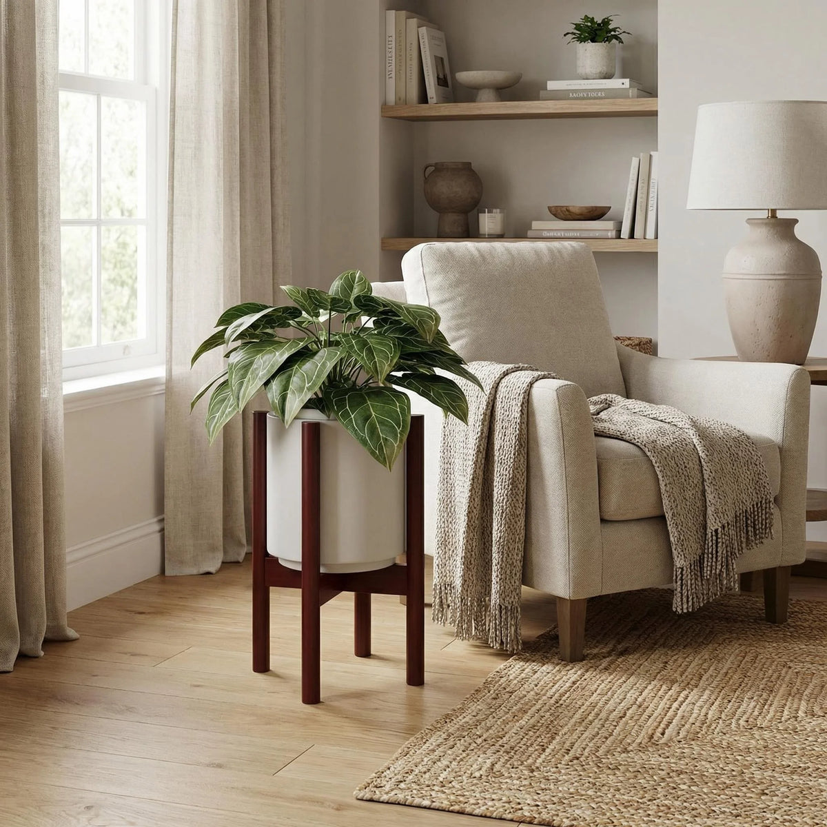 support plante bois ajustable moderne minimaliste scandinave pot céramique fourreau structure verticale adjustableintérieurextérieur