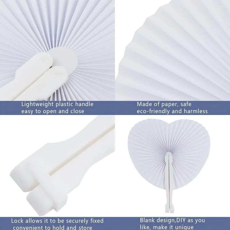 éventails pliants papier blanc rayures moderne minimaliste poignées plastique décoration fête anniversaire mariage