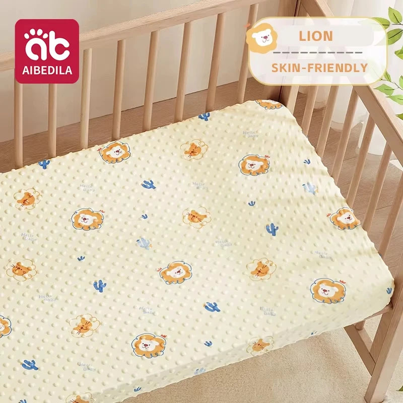 drap housse bébé léopard tigre motif animalier coton polyester doux blanc orange bleu clair