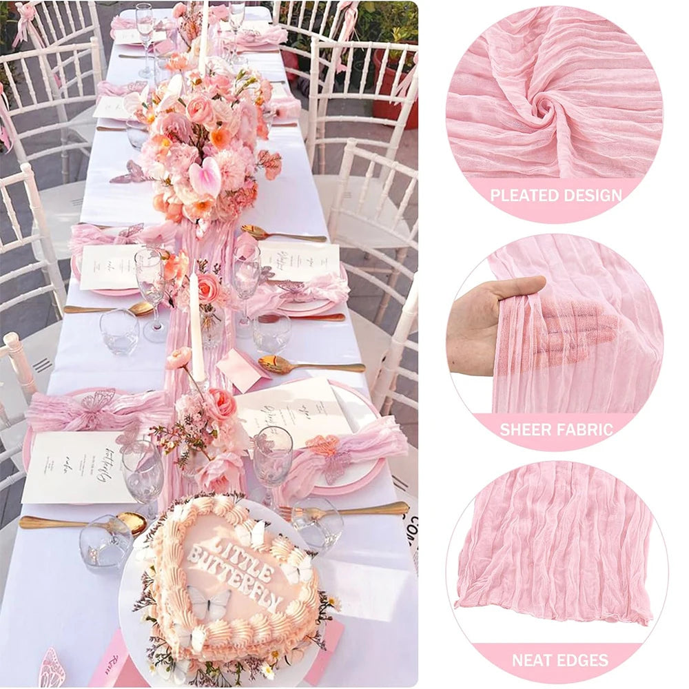 ruban table rose clair ondulé décoration table mariage festif maison