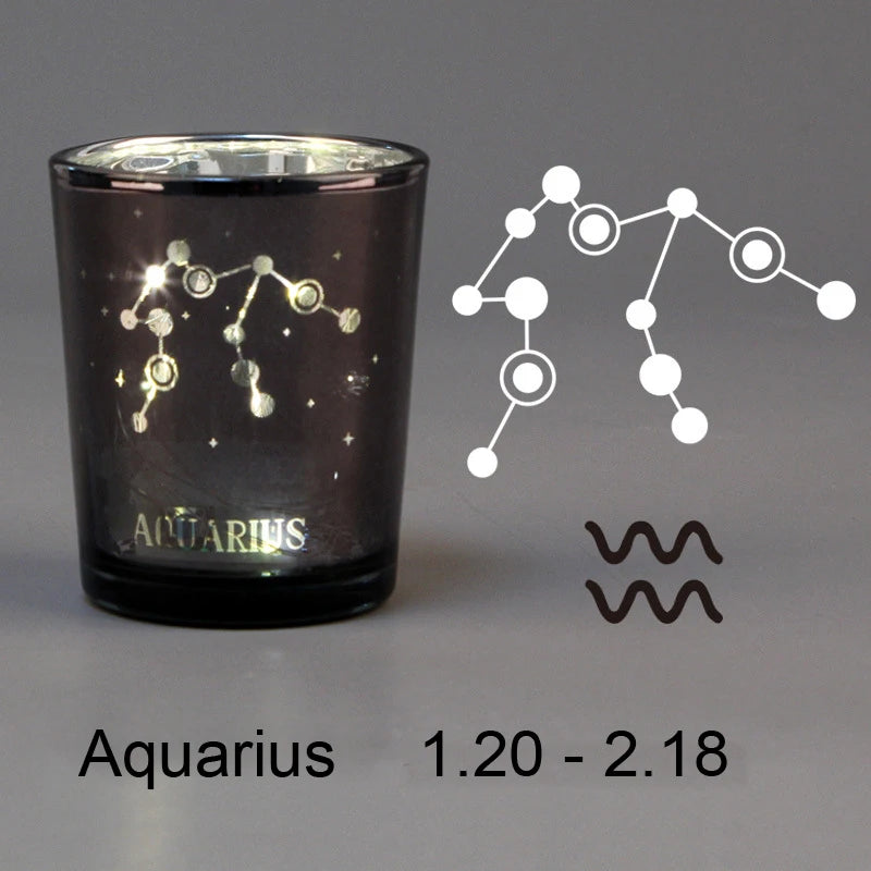 bougeoir verre noir doré motif constellation signe zodiaque décoration maison moderne