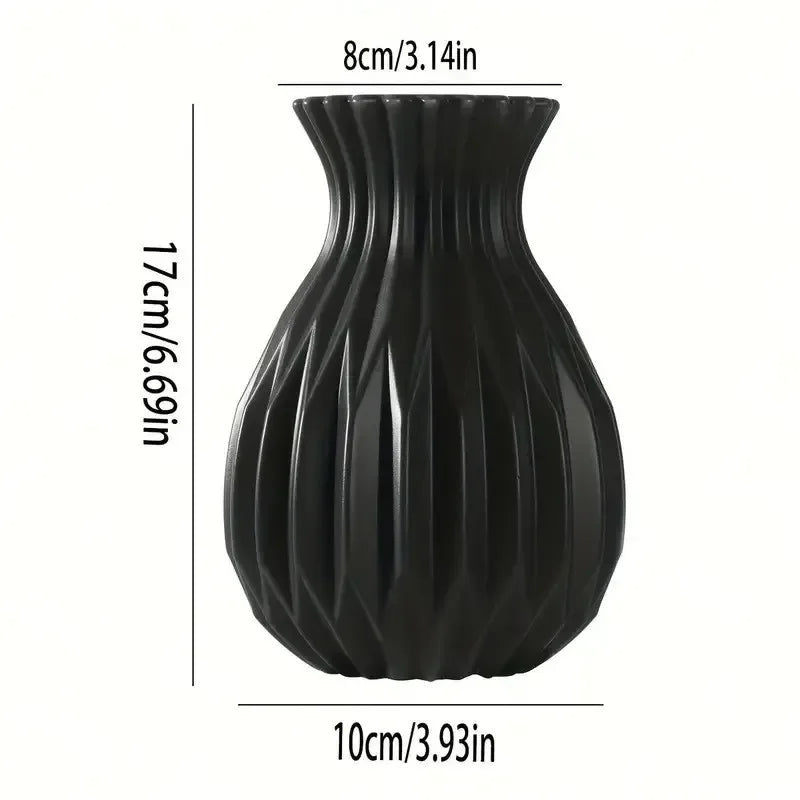 vase moderne rayures verticales blanc noir vert rouge table decoration fleurs salon