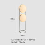 lampe sol moderne sphères translucides structure métallique chromée scandinave blanc doré