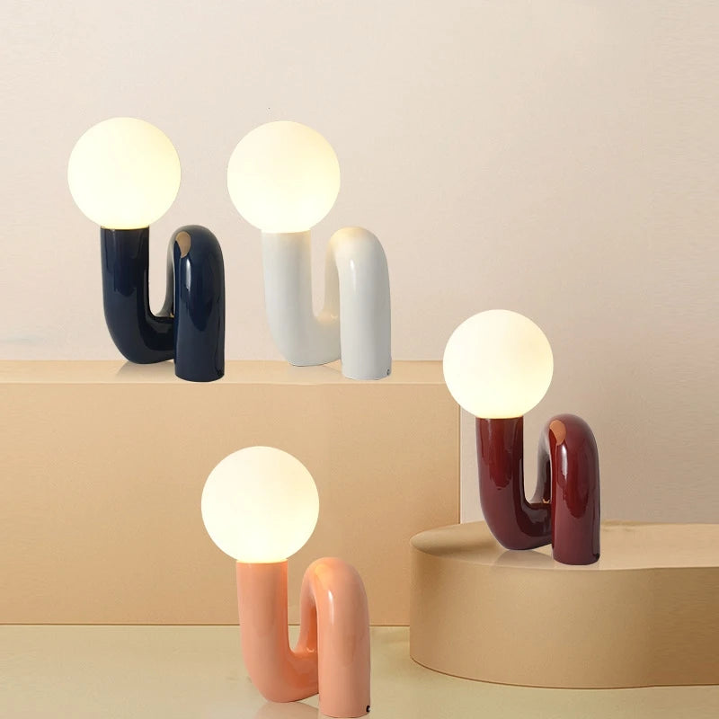 lampe table moderne rouge bleu blanc rose ampoules led verre dépoli italien basse consommation