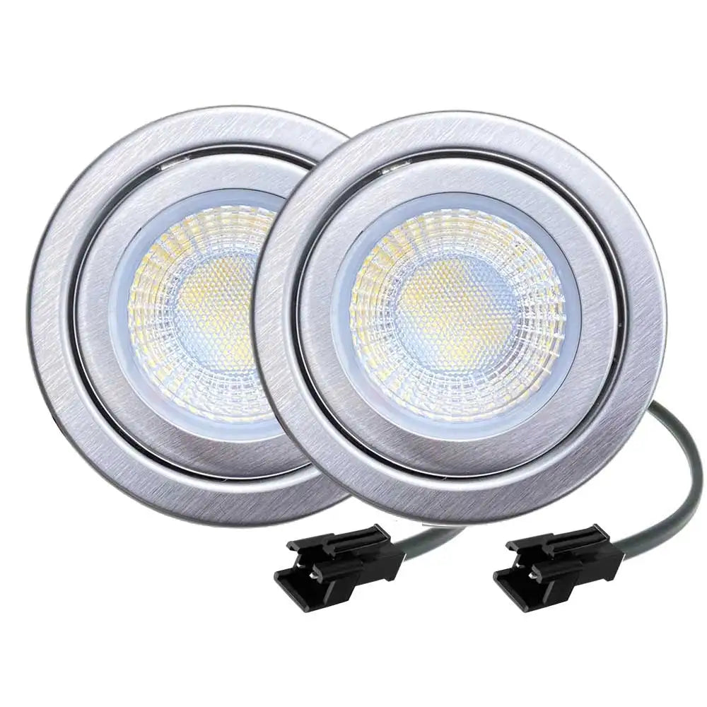 ampoules led spot argenté moderne 68mm 12v 3000k 6000k connecteur électrique fixations visées