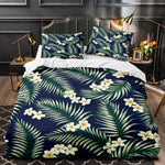 Ensemble de literie 3 pièces motif tropical vert