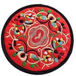 serviettes table traditionnelles broderie florale rouge noir blanc vert bleu violet 13x13cm