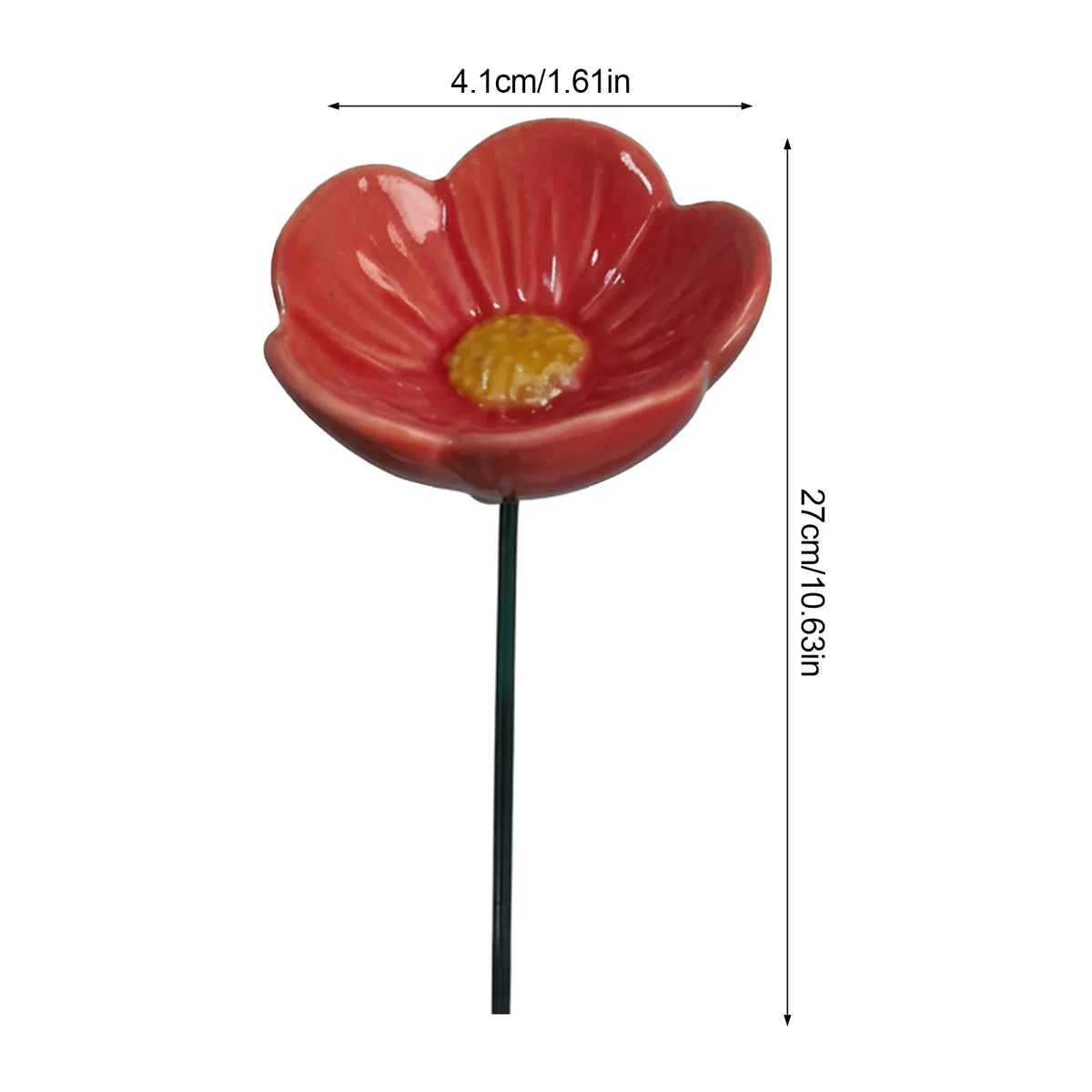 feuille d'abeille céramique rouge rose jaune vert fleurs stylisées décoration extérieure tringle support jardin