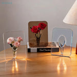 vase transparent moderne cadre photo décoration intérieure étagères fleurs roses rouges