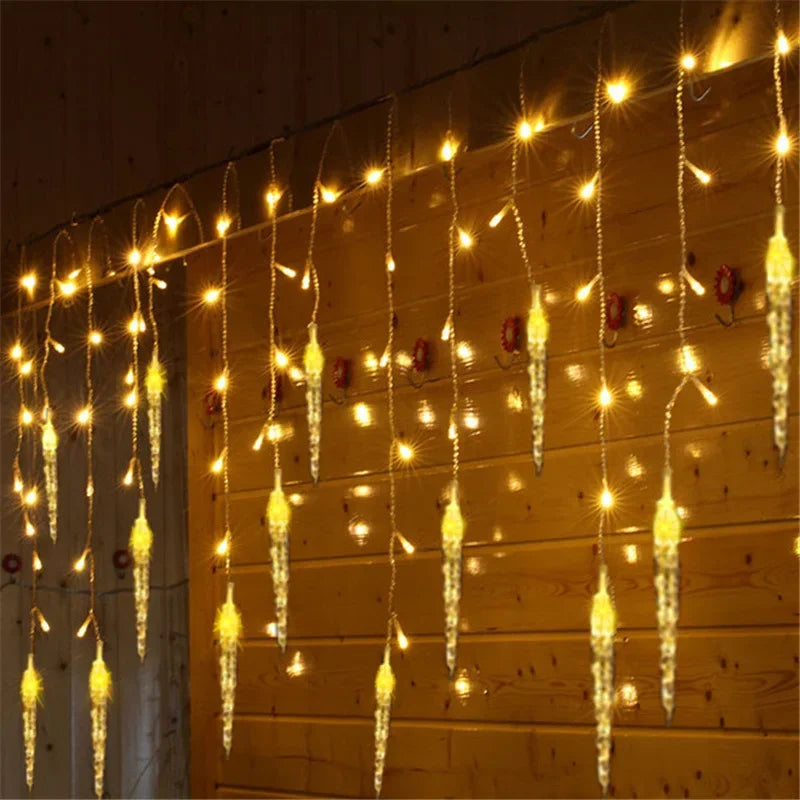 guirlande lumineuse icicles blanc jaune multicolore clips moderne décoratifextérieur noël féerique led