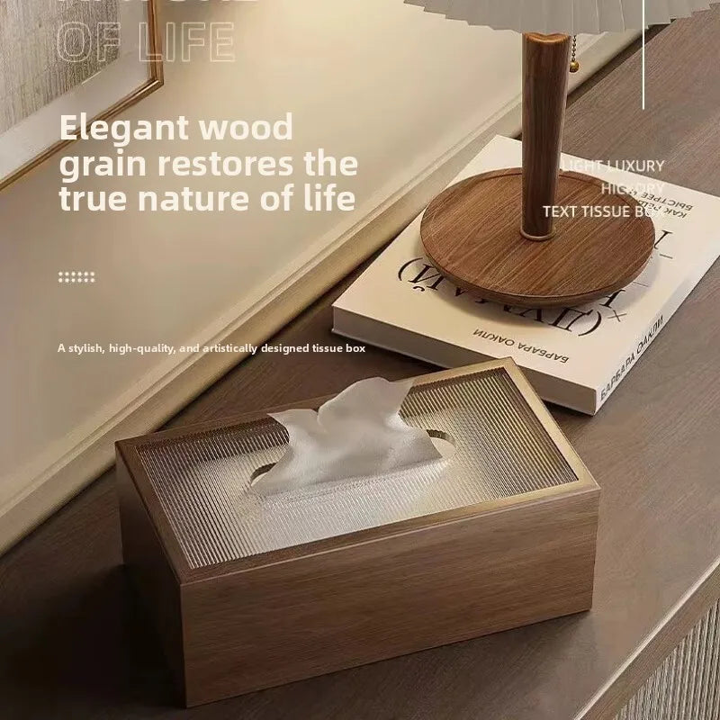 boîte mouchoirs moderne élégante bois naturel mouchoirs blanc grain bois minimalisteintérieur decoration facile utilisation