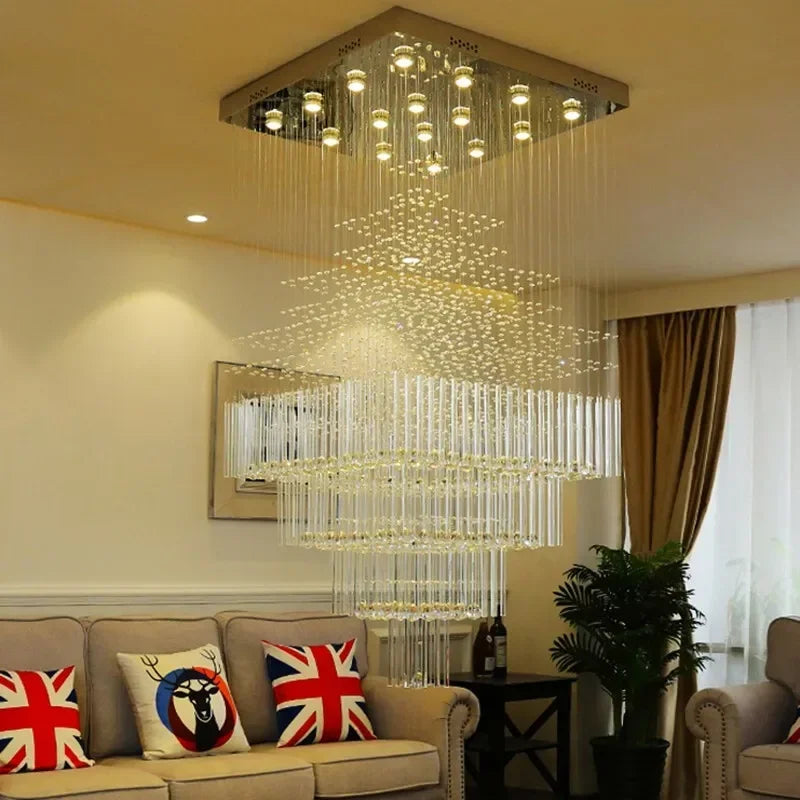 Suspension lumineuse moderne cristal transparente salon salle bain 90 260V