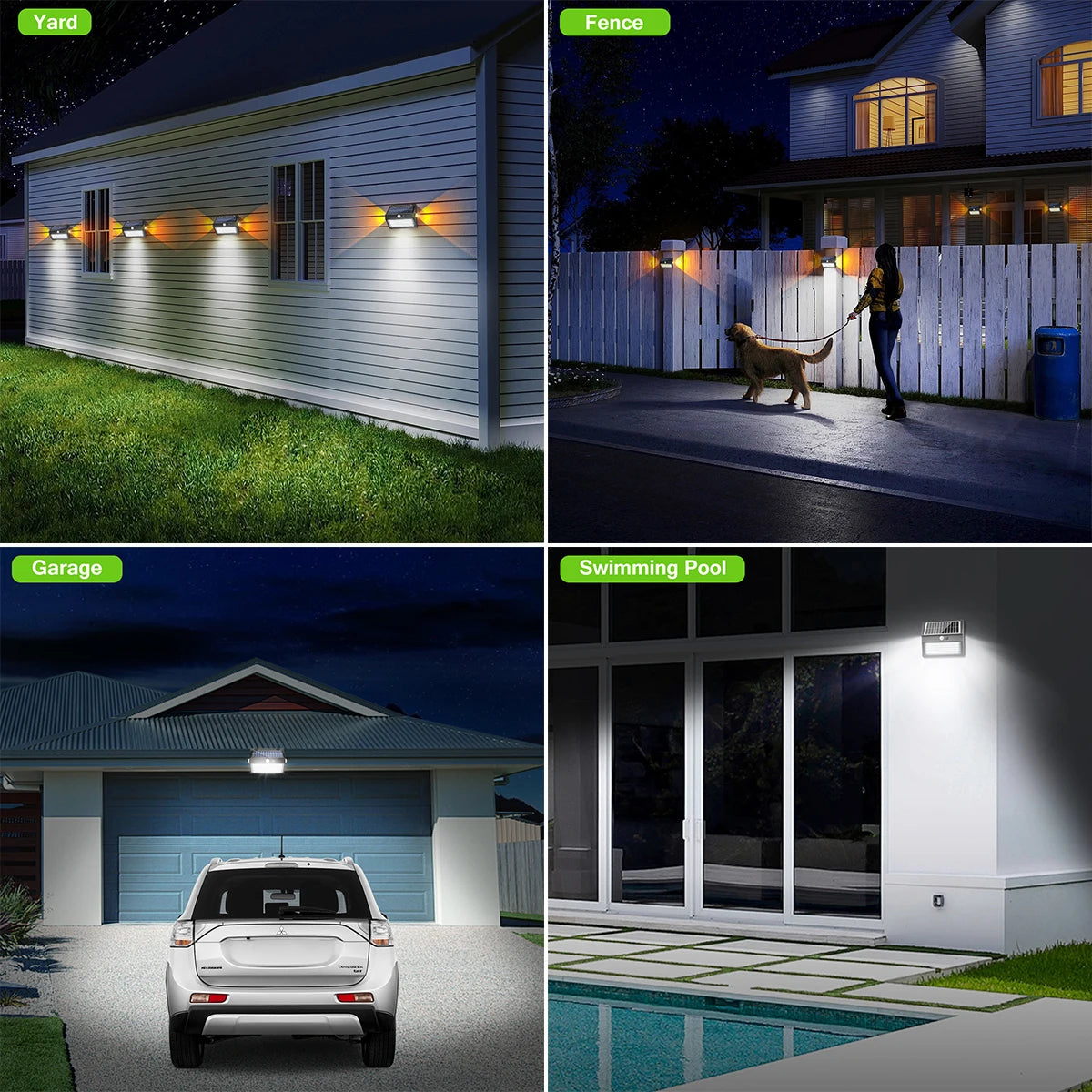 lampe solaire murale 130 led ip65 waterproof noir moderne