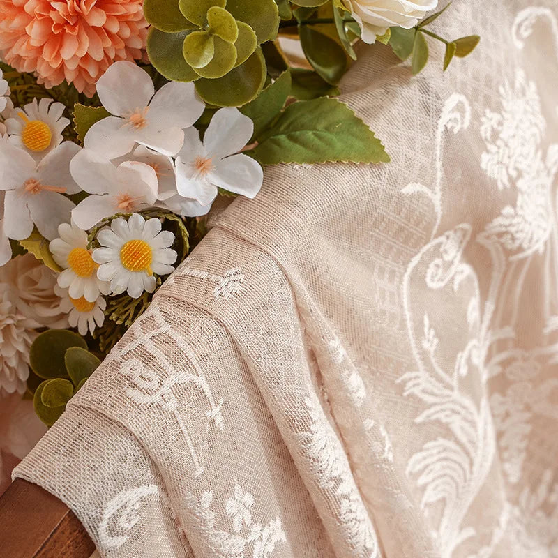 rideau floral transparent polyester beige clair classique décoration intérieure chambre