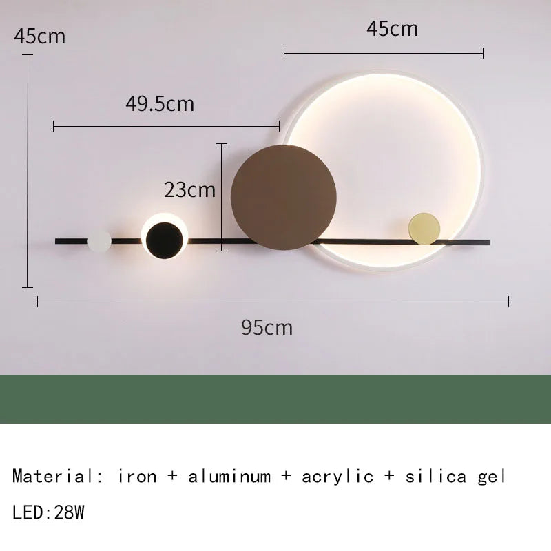 luminaire mural moderne minimaliste solaire noir blanc doré rouille chambre salon entrée