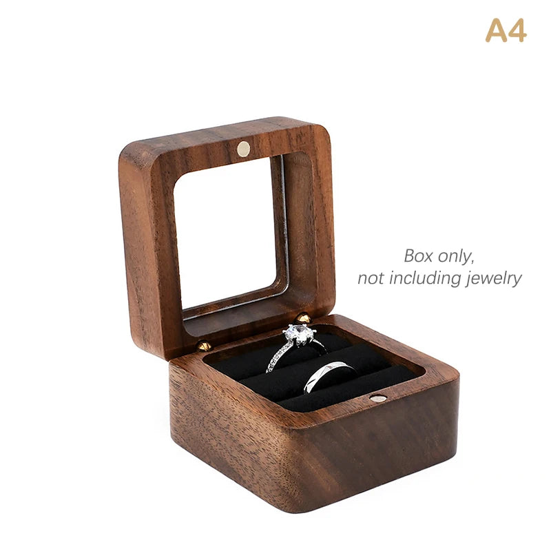 boîtes bijoux bois foncé coffret rangement classique coussin intérieur vis anneaux emballage présentation mariage