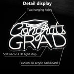 néon lumineux Congrats Grad moderne blanc inscription diplôme accessoire décoration USB powered