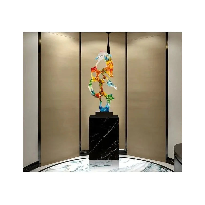 sculpture abstraite résine moderne couleurs vives forme organique intérieur contemporainDecorationMaisonArtVitrineTranslucide