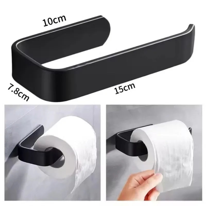 porte serviettes papier noir adhésif moderne salle bains papier toilette cuisine rouleau support étanche
