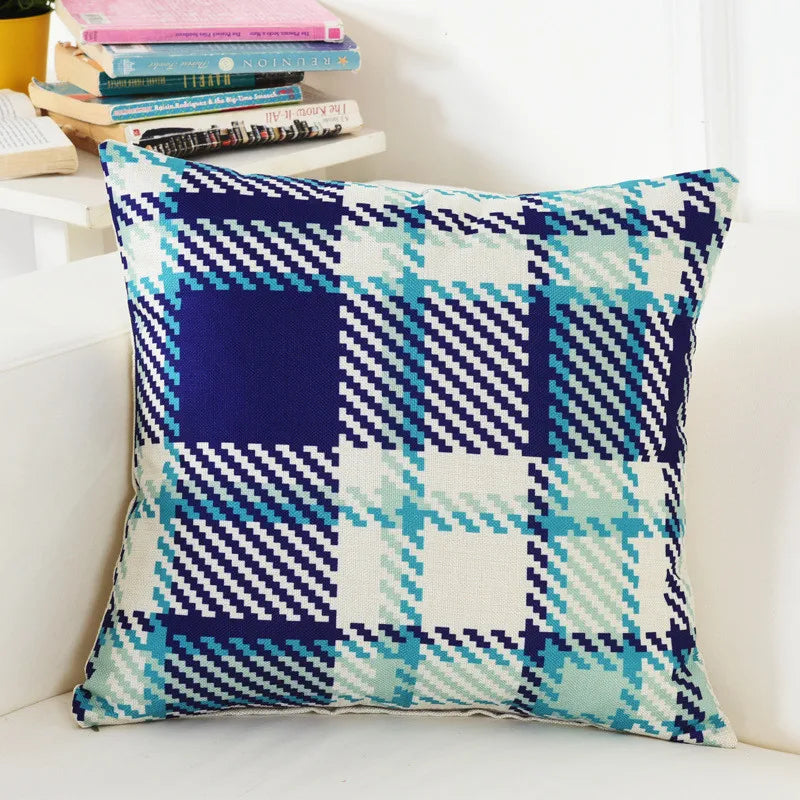 housse coussin carré géométrique coton lin moderne noir bleu rouge vert orange marron rose