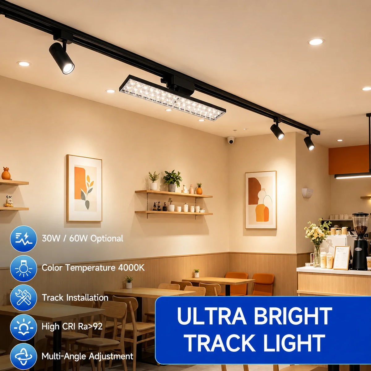 projecteurs led spot noir moderne 50w 60w rail super lumineux
