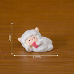 figurines mignonnes moutons résine couleurs variées visage souriant ruban cartoon