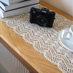 serviette table traditionnelle motif floral serviette beige clair tissage crocheté frange maison polyester coton