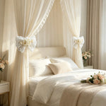rideau blanc dentelle fleurs rubans classique chambre salon mariage erotique romantique erotique romantique erotique
