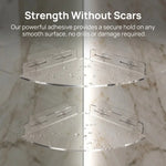 étagère d'angle transparente moderne adhésive support rangement douche réutilisable seule plaque murale