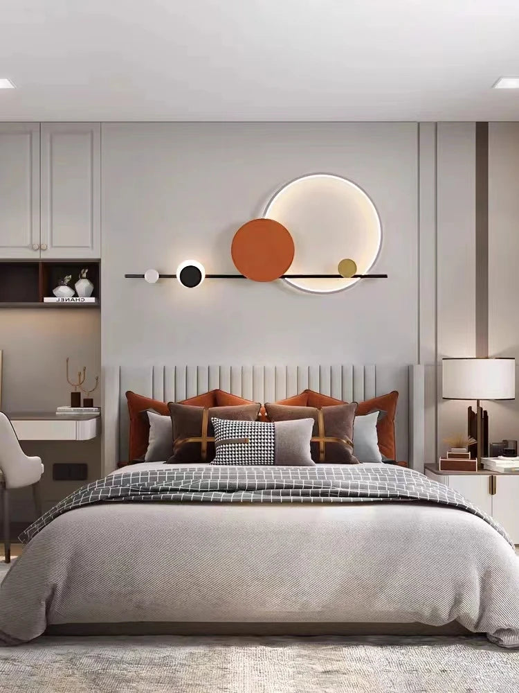 luminaire mural moderne minimaliste solaire noir blanc doré rouille chambre salon entrée