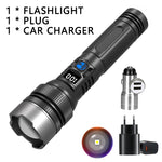 lampe poche led rechargeable zoom écran numérique 15w 100mètres noir texturé moderne