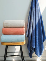 serviette bain absorbante bleu marine texture points moderne 80x150cm lavable machine