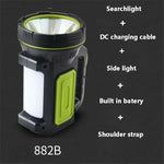 torche rechargeable led puissante moderne noire verte côté lumineuse flasher camping